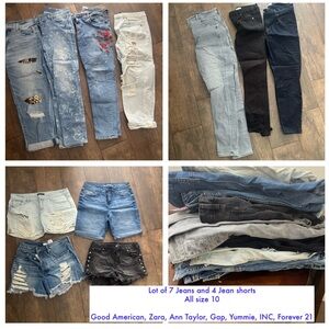 Lot of 11 Women’s size 10 jeans and Jean shorts
